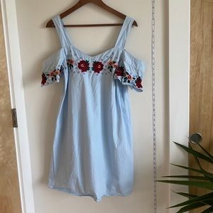 Fun floral light blue dress flowy